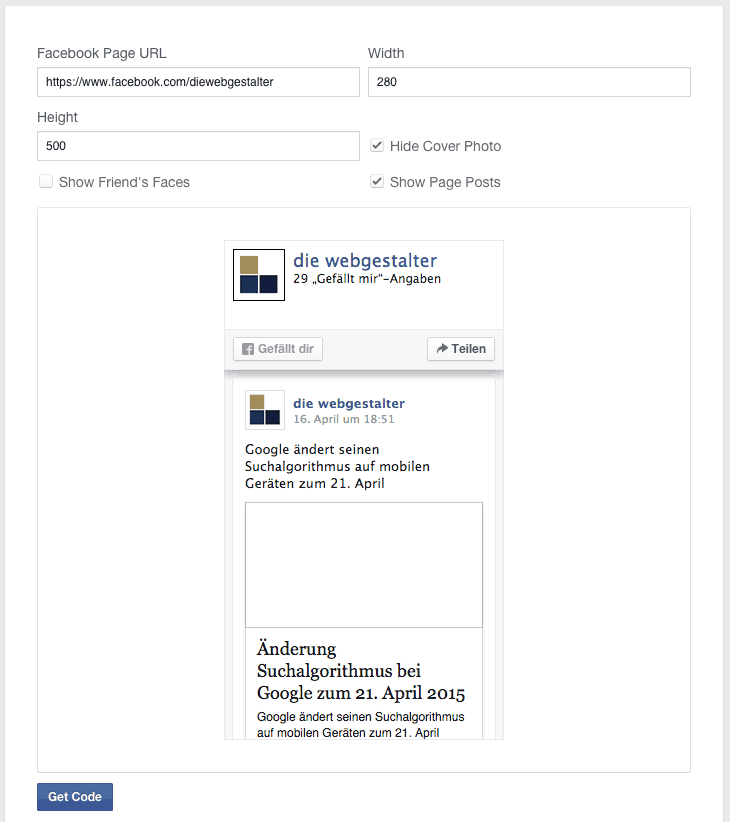 Facebook Page Plugin ersetzt die Like Box