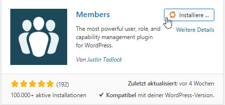 Screenshot zum Thema Members Plugin WordPress