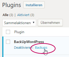 Backup erstellen mit BackupWordPress installieren