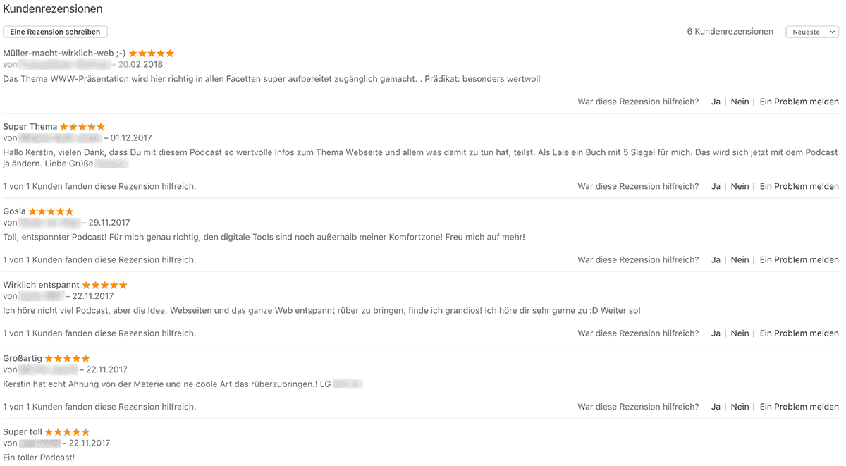 Auszug aus den Rezensionen bei iTunes Auszug aus den Rezensionen bei iTunes