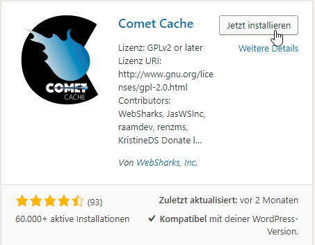 Comet Cache Plugin WordPress