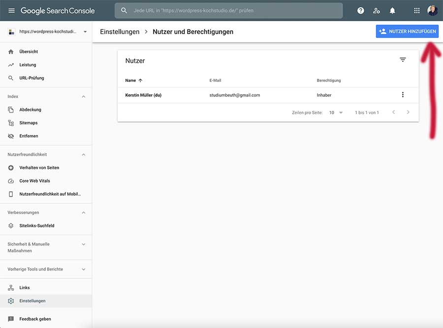 Nutzer hinzufügen Google Search Console