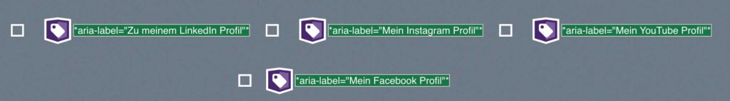 Zeigt die gerade erstellten aria-label 